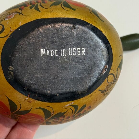 Vintage Hand-painted Wooden Lacquer Trinket Dish Bird USSR - Picture 6 of 10